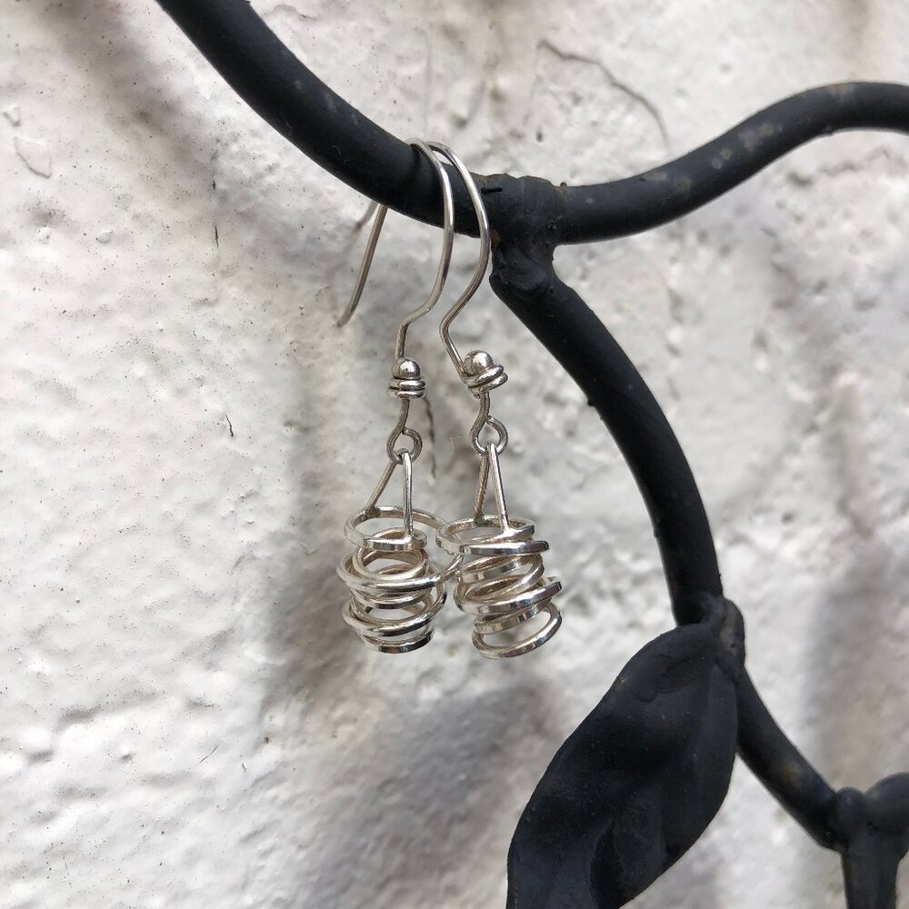 Twirly dangle silver earrings